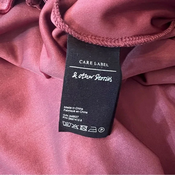 & Other Stories Velvet Turtleneck Midi Dress Burgundy Slit Long Sleeve Women's 4 - Picture 12 of 13